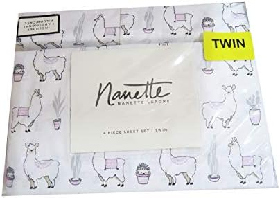NL Brand Holdings Llama, Cactus, Porcupine Desert Theme Sheet Set Bedding with Flat Sheet, Fitted Sheet, and Pillowcases (Twin)