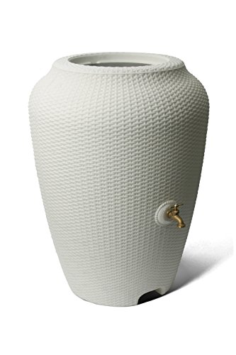 Algreen 81414 50 Gallon Wicker Rain Barrel, White Sand