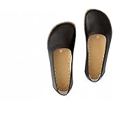 Womens Grounding Handmade Leather Moccasins: Barefoot Shoes Black