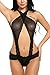 Avidlove Women Halter Lingerie Mesh Teddy Sleepwear Jumpsuit Lace Babydoll Black
