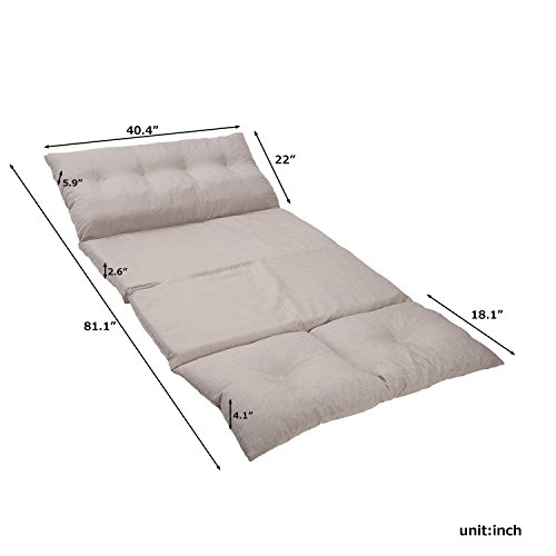 YSKWA Adjustable Fabric Folding Chaise Lounge Sofa Chair Floor Couch, Foldable with 5 Reclining