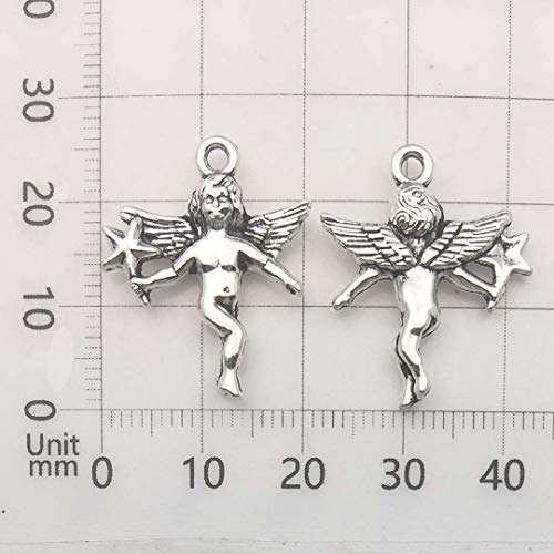 Youdiyla 65 PCS Fairy Charms Collection, Mix Silver Cupid Pixie Angel Winged Woodland Fairy on The Moon Metal Charm Pendant Supplies Findings for Jewelry Making (HM151) - Thumbnail 7