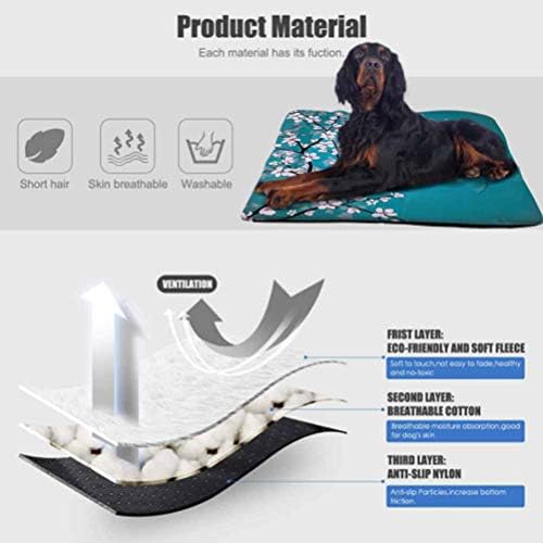 prunushome Pet Crate Mat Canine Mattress Teal Decor Assortment Gentle Crate Mat with Anti-Slip Backside Summary Tangled Lattice Sample Historic Moroccan Type Architectural Ornate for Indoor/Out of doors Use Aqua