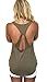 AMiERY Women's Simple and Cute All-Match Backless Crossed Vest T-Shirt Tank Tops Army Green L