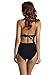 zeraca Women's Surplice Neckline High Waisted Halter One Piece Swimsuit Bathing Suit (Black, S6)