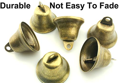 Maydahui 10PCS Small Jingle Bells Bronze Vintage Mini (1.7"X 1.5") for Dog Potty Training,Dog Door Bell,Wedding, Dog Collar,Christmas Hallowmas Decoration - Thumbnail 3