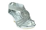 Angel 37K Little Girls Rhinestone Heel Platform Dress Sandals Silver 2