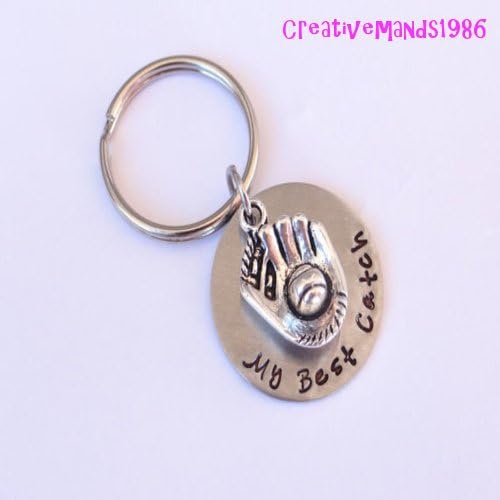 Anniversary Keychain, Best Catch Keychain, best catch, anniversary keychain, anniversary gift, gift for him, baseball,