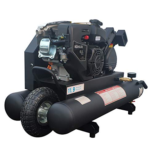 HPDAVV Gas Driven Piston Air Compressor 6.5HP - One Stage - 9.5Gal Twin ...
