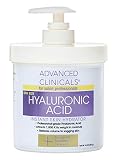 Advanced Clinicals Anti-aging Hyaluronic Acid Cream for face, body, hands. Instant hydration for skin, spa size.