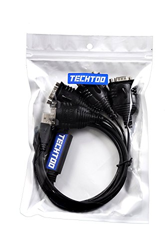 TECHTOO 4 Port Professional FTDI CHIP USB to RS232 Serial Cable DB9 Serial Adapter Converter 9-Pin Male to Male with Hexnuts