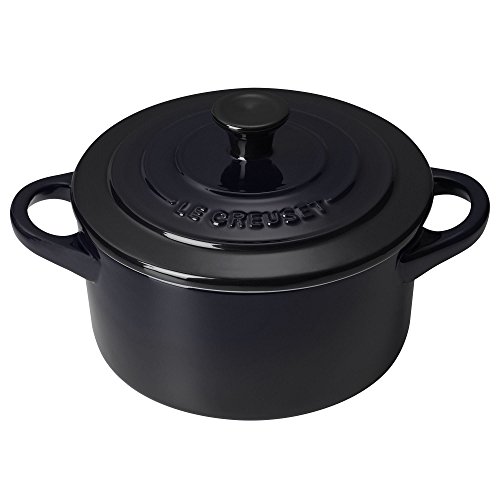 Click Here to See More Images Le Creuset Stoneware 8-Ounce Mini Round Cocotte, Black Onyx