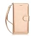 FYY Designed for iPhone SE Case 2016 (1st Generation) / iPhone 5 Case/iPhone 5s Case, Luxury PU Leather Wallet Phone with Card Holder Protective Shockproof Kickstand Case Cover Gold