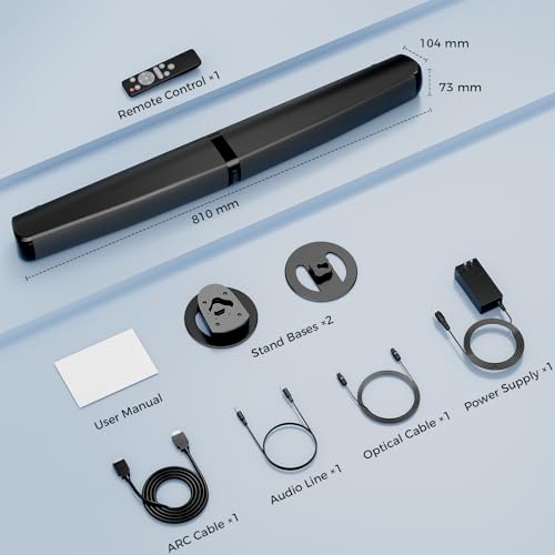 MZEIBO Sound Bar, 90W Soundbar for Smart TV, Bluetooth/ARC/Optical/AUX Connect, Detachable Design with Deep Bass for TV/PC/Gaming/Projector - 2-in-1 Home Theater Audio