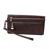 HDE Women's Leather Wallet Clutch Multi-Function Zippered Wristlet Purse