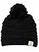 Funky Junque Girls Winter Hat Warm Knit Slouchy Toddler Kids Pom Beanie - Black