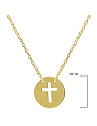 14k Gold Cross Disc Necklace on an Adjustable 16-18 in. Chain