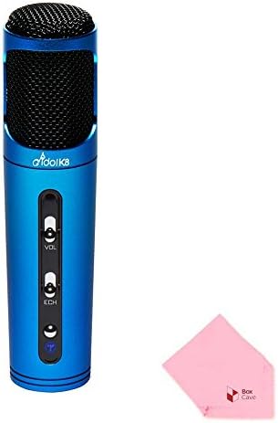 Full Power idol K8 Personal Portable Karaoke (KTV) Condenser Microphone (Comes W/ BoxCave Microfiber Cleaning Cloth) (Ocean Blue)