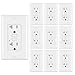 BESTTEN 20 Amp GFCI Outlet with Thinner Design, GFI Electrical Outlet with LED Indicator, Non-Tamper-Resistant GFCI Receptacle, Wallplate Included, ETL Certified, 10 Pack, White