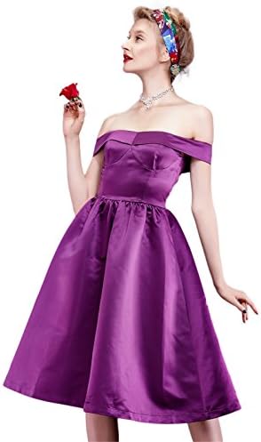 purple Off Shoulder silk satin evening dress feminine sexy vintage style size 10