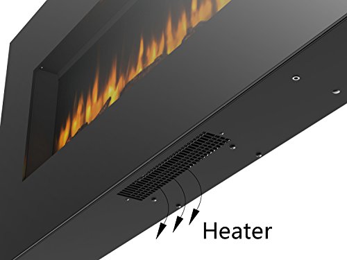 PuraFlame Serena 50 Inches Wall Mounted Linear Electric Fireplace, Log Set, Remote Control, 1500W, Black - Thumbnail 4