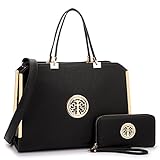 MMK collection Women Fashion Matching Satchel handbags with wallet~Designer Purse for Women ~Multi Pocket ~ Perfect Women Purse and wallet~ Beautiful Designer Handbag Set (black)