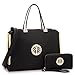 MMK collection Women Fashion Matching Satchel handbags with wallet~Designer Purse for Women ~Multi Pocket ~ Perfect Women Purse and wallet~ Beautiful Designer Handbag Set (black)