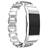 ANCOOL Fitbit Charge 2 Band Stainless Steel Metal Link Bracelet Replacement Wristband for Fitbit Charge 2 Tracker (Misc.)
