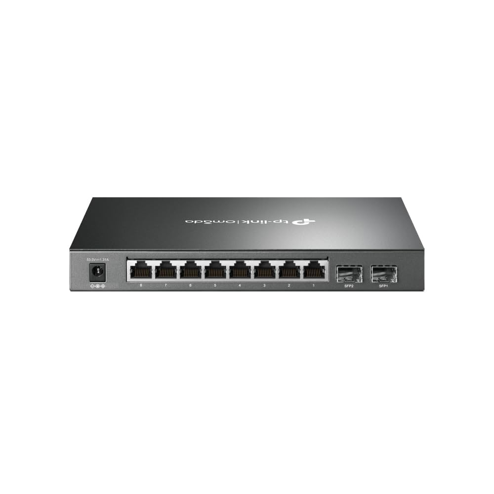 TP-Link SG2210P 10-Port Gigabit Smart PoE Switch, 8× PoE+ Ports, 2× SFP Slots, 61W PoE Budget, Cloud Managed, VLAN, QoS, Fanless, Desktop/Wall Mount, Omada Switch