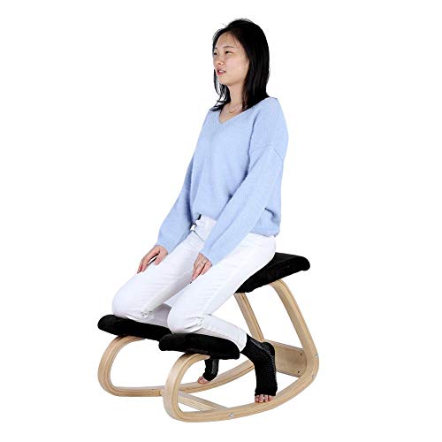 Ergonomic Kneeling Chair, Wooden Stool Kneeling Office Chair Comfortable Kneeling Chair (Black)