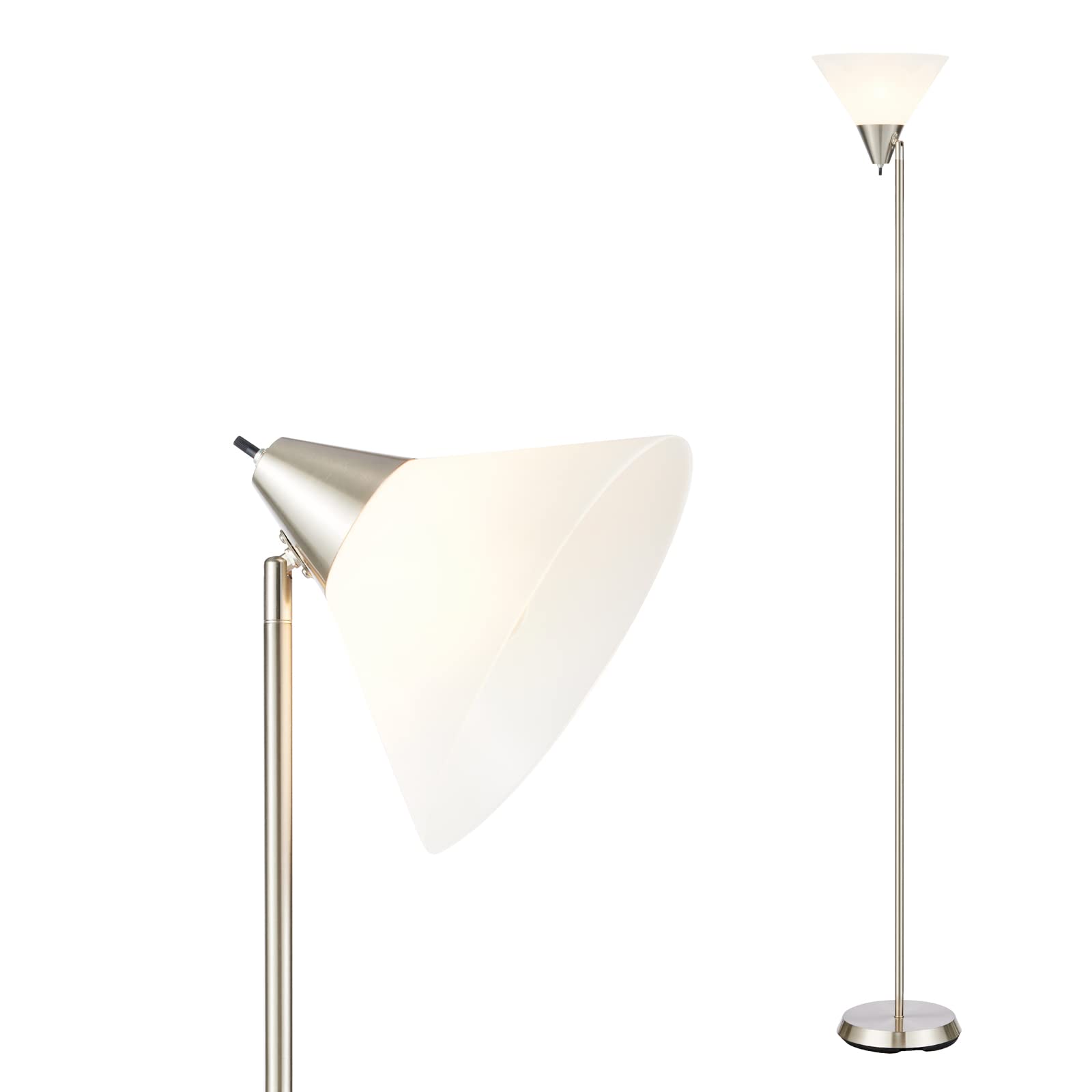Photo 1 of HonoDing Floor Lamp Standing Lamp Adjustable Head Arcylic Shade Floor Lamps for Living Room/Office/Bedroom (Satin Nickel)