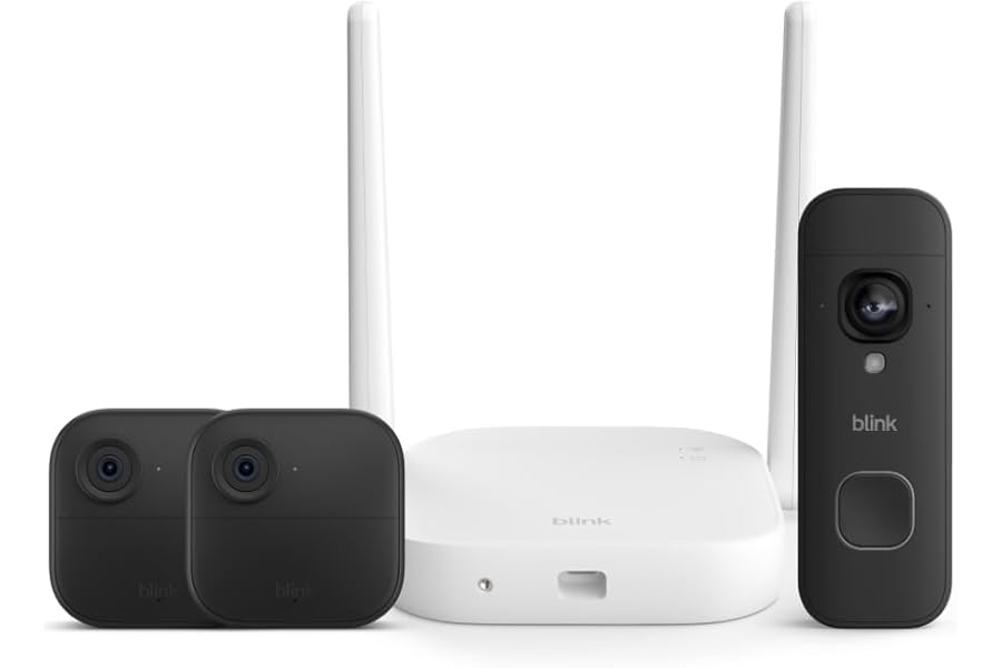Blink Outdoor XR+ and Battery Doorbell 2K+ — Extended range wireless Outdoor 4 camera and 2K battery doorbell. Sync Module XR+ included — 2 camera system + doorbell