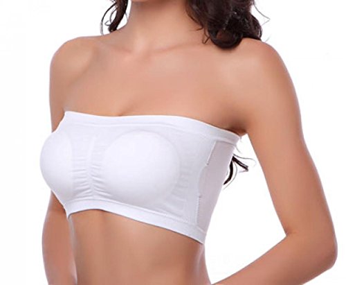 Womens Strapless Bandeau Tube Top Padded Bra Stretchy Seamless Camisole Bralette