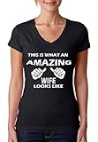 Women's This Is What An Amazing Wife Looks Like V-neck T-shirt Best Gift Shirt