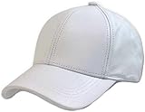 White Leather Adjustable Baseball Cap Hat Made in USA