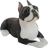Sandicast Sculpture, Small, Lying Boston Terrier