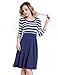 Green Mango Women's Vintage 3/4 Sleeve Navy Style Stripes Evening Party Casual Swing Dress(Navy Blue,S)