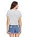ROMWE Women's Knot Front Long Sleeve Striped Crop Top Tee T-shirt, Blue & White, Large(US8-10)