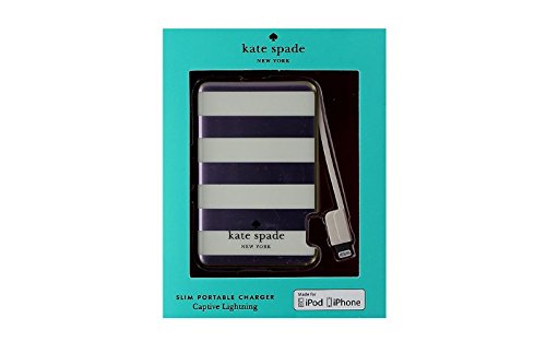 Kate Spade Slim Portable Backup Charger 1500 mAh w/ Lightning Connector - Candy Stripe (Purple/Cream/Gold)