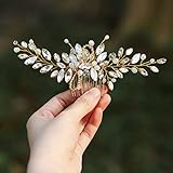 Yean Wedding Hair Comb Rhinestones Opal Crystal Vintage Bridal Hair Clips Combs for Brides and Bridesmaids (Gold)