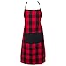 DII Unisex Buffalo Check Kitchen Collection, Classic Farmhouse Chef Apron, One Size, Red & Black
