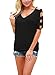 HOTAPEI Women's V Neck T Shirts Casual Loose Cold Shouler Tops and Blouses Black Large
