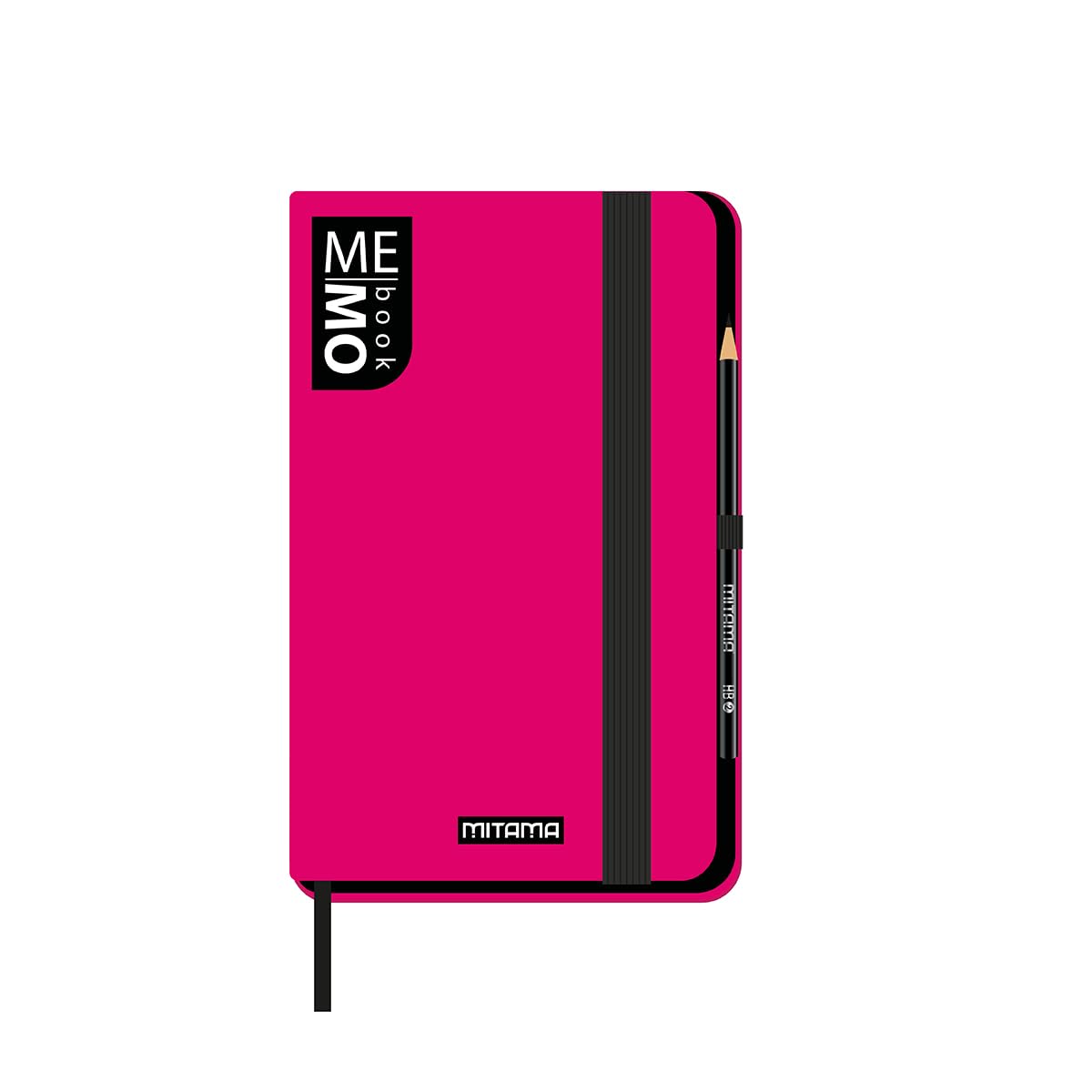 Mitama Fuchsia Pocket Notebook - Memo Book - Notebook - Soft Touch Cover - Inner Pocket + Pencil Included - White Sheets - 9 x 14 cm