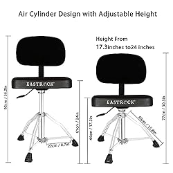 EASTROCK Drum Throne with Backrest Airlift