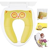 Gimars Upgrade Large Non Slip Silicone Pads Travel Folding Portable Reusable Toilet Potty Training Seat Covers Liners with Carry Bag for Babies, Toddlers and Kids, Yellow
