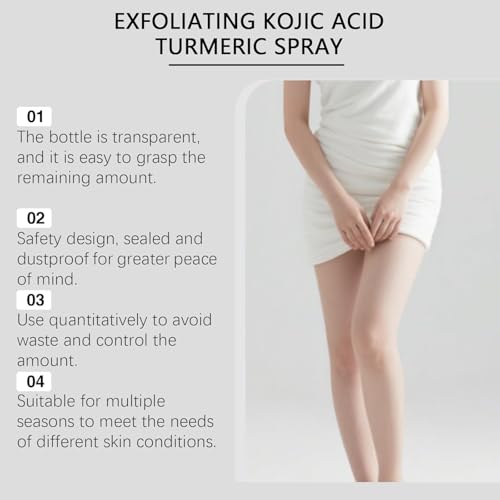 Body Keratin Care Kojic Acid Turmeric Spray Gently Exfoliating Peeling Solution Skincare with Retinol, Glutathione, Niacinamide, Vitamin B, C, E for All Skin Types 100ml