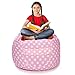 LUCKYBOY 2 in 1 Design Stuffed Animal Storage,Bean Bag Chair Cover for Kids-Cover Only- Extra Large 38'' - 100+ Plush Toys Holder and Organizer for Kids Room -100% Cotton Canvas(Pink-Cover Only)