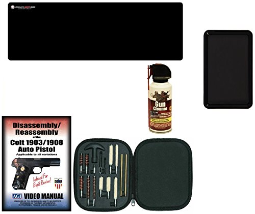 AGI DVD Disassembly Reassembly COLT 1903 / 1908 AUTO PISTOL + Ultimate Arms Gear Gunsmith Cleaning Tool Gun Mat + Pistol Cleaning Kit for .22 .357 .38 9mm .44 .45 Tools + Spray + Magnetic Tray