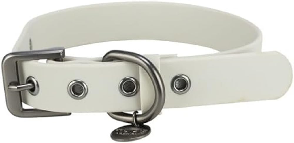 TRIXIE dog collar CityStyle L-XL: neck circumference 19.7–22.4 inches / 1.18 inches light grey PVC collar for large to extra-large dogs, adjustable, water-repellent & wipeable, 1971816