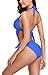 Eomenie One Piece Swimsuits for Women Cutout Tie Back and Side Monokini Halter Bathing Suits Plunge Slimming Swimwear Royal Blue